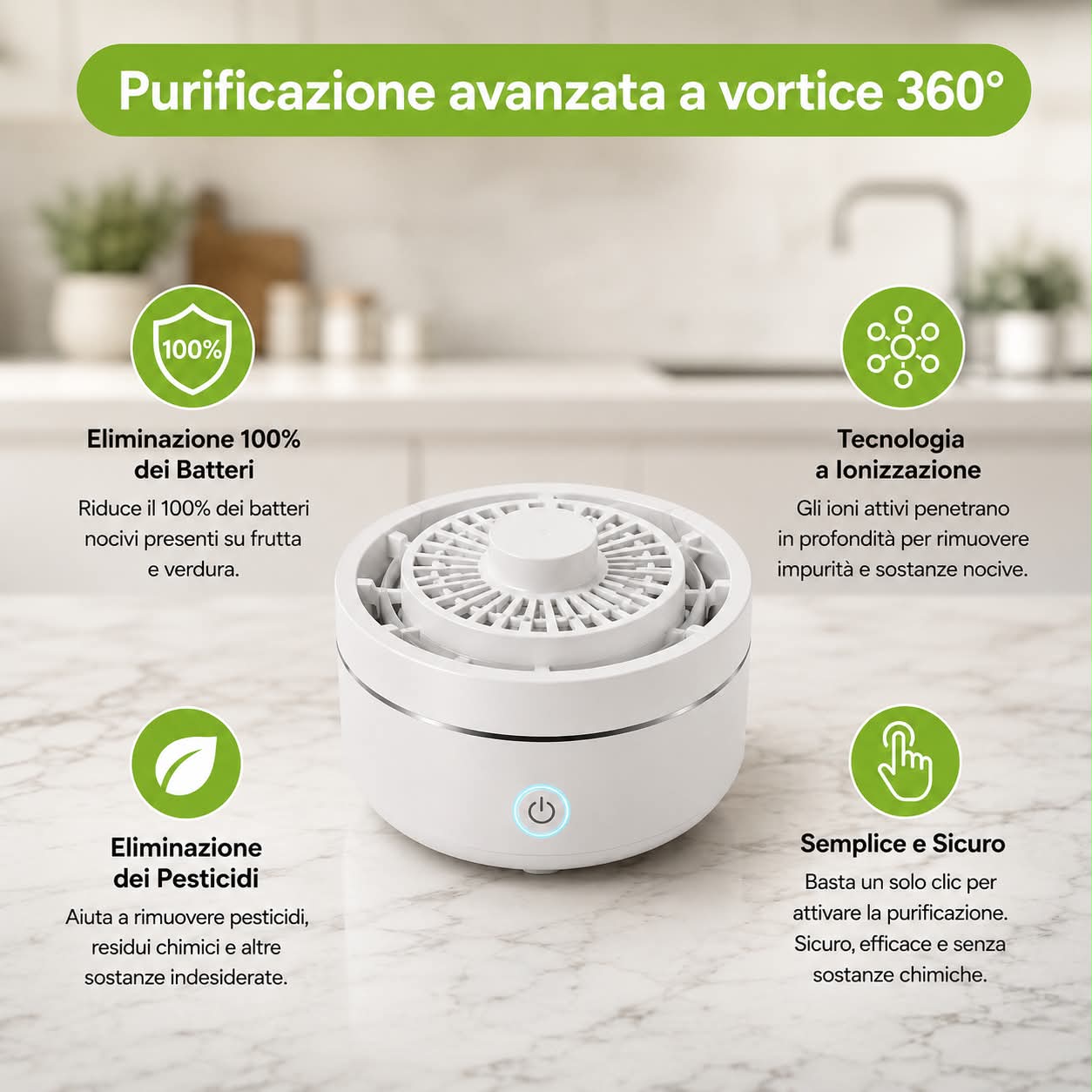 NyroPur™ Purificatore Elettrolitico per Frutta e Verdura
